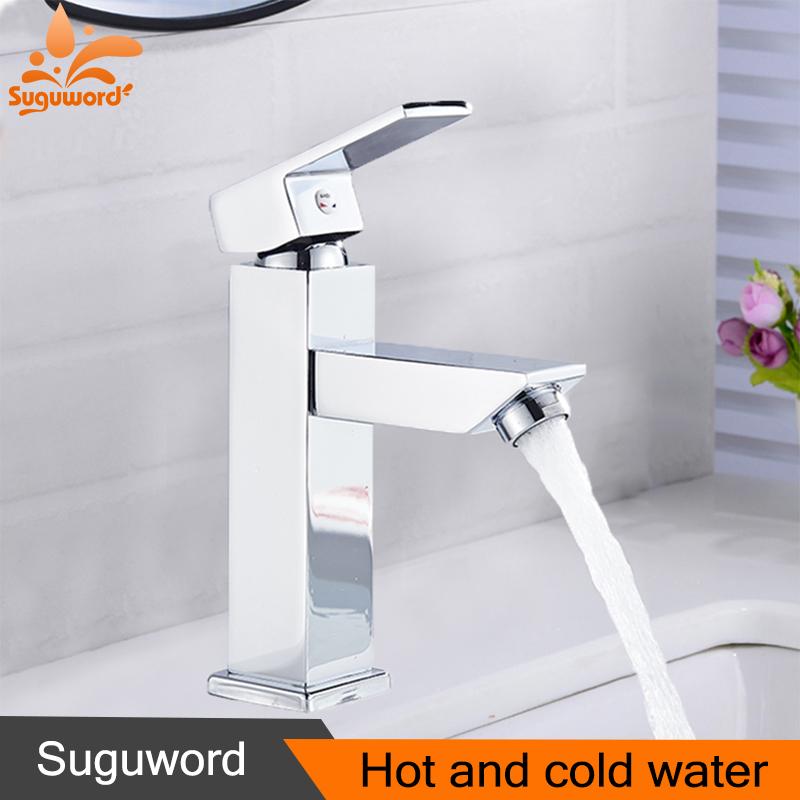 

Bathroom Sink Faucets Suguword Chrome Faucet Basin Cold Mixer Tap Single Hole Deck Installation Torneira