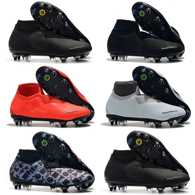 

2019 Wholesale Soccer Cleats High Quality Phantom VSN Elite DF SG Black Blue Football Shoes Outdoor Discount Silver Red Grey Soccer Boots, As photo 8