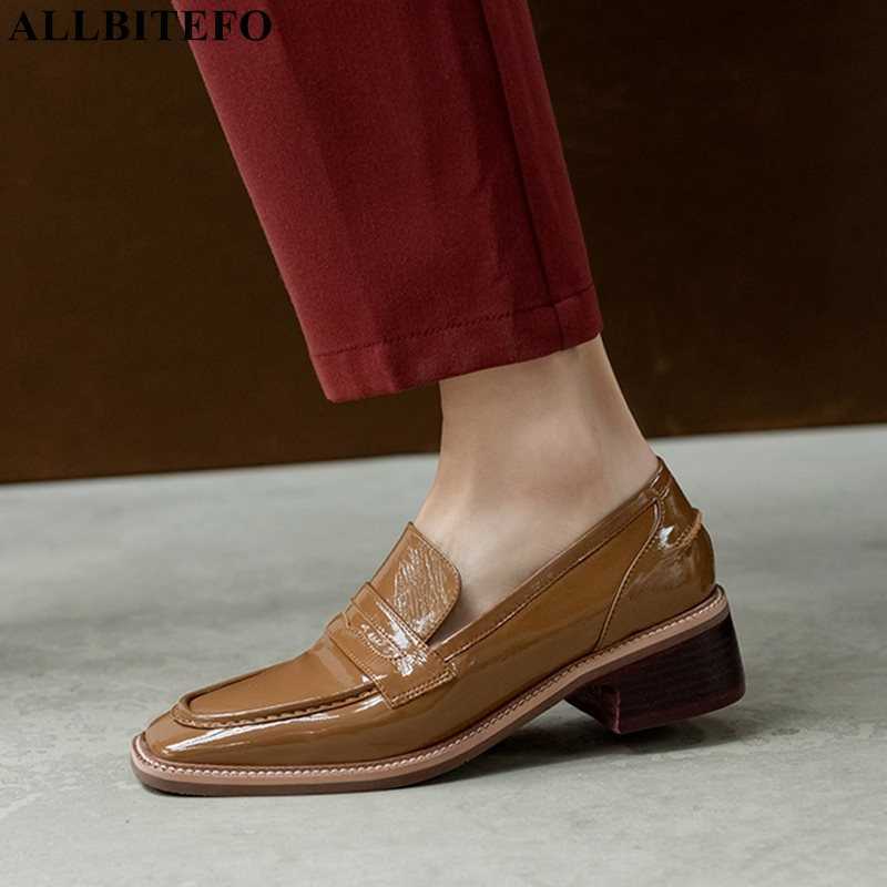 

ALLBITEFO Waterproof thick heel fashion real genuine leather high heels women pumps high heel shoes women heels basic shoes 210611, As picture