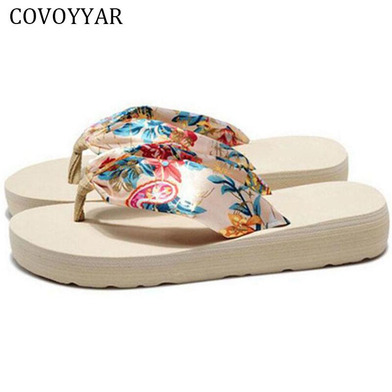 

Slippers 2021 Bohemia Flowers Ladies Sandals Fashion Platform Wedge Women Shoes Summer Beach Flip Flops Plus Size 40 WSS147, Black