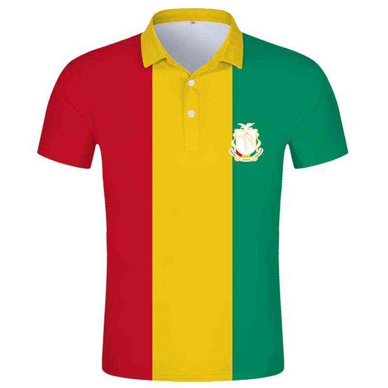 

GUINEA POLO shirt diy free custom name gin POLO shirt nation flag country french gn guinean republic guinee print po clothes 210623, White;black