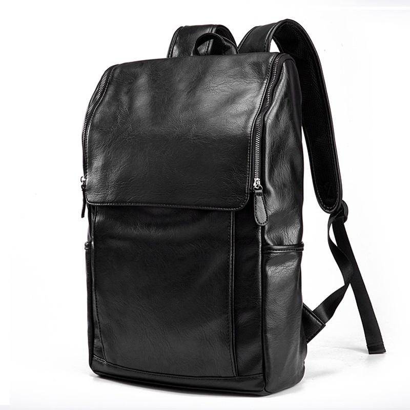 

Backpack Men Antitheft School Bag Leather Travel Male Casual Bagpack For Teenager 14" Laptop Rucksack Mochila, Black