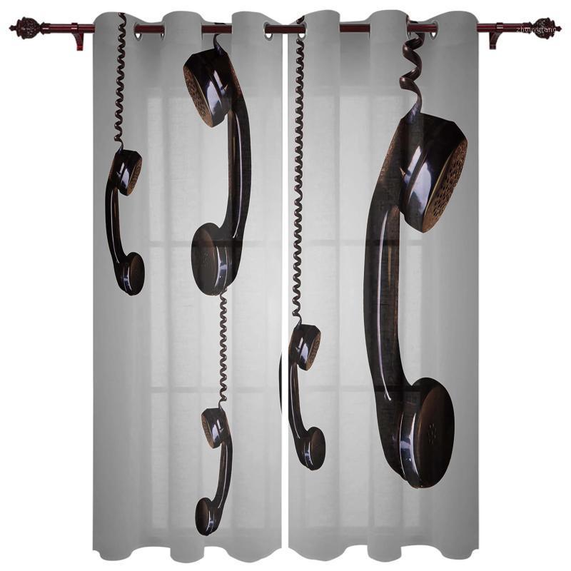 

Nice Translucent Curtains With Landline Handset Hanging Pattern For Living Room Kitchen Bedroom Decoration Windows Curtain & Drapes