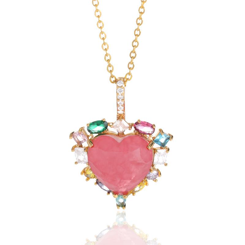 

Pendant Necklaces Colored Crystal Heart For Women Bohemia Jewelry Stainless Steel Girlfriend Engagement Gifts Collares Mujer 2021