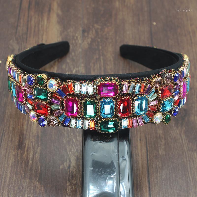 

Bohemia Shiny Crystal Rhinestones Flower Luxury Heavy Industry Exquisite Rotro Headband Hair Accessories For Women's Wedding Clips & Barrett, Golden;silver