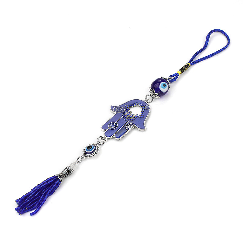 

Lucky Eye Glass Bead Keychain Tassel Pendant Keyrings Evil Eye Hamsa Hand Car Keychain Jewelry Wall Hanging EY221 J0306, Slivery;golden