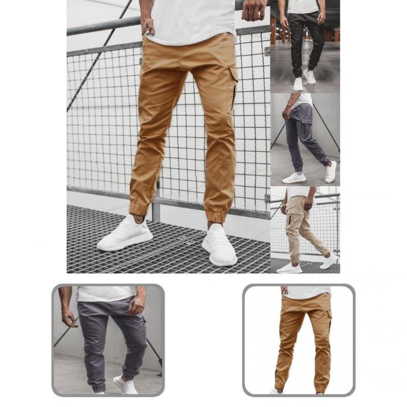 

Men' Pants Great Men Zipper Ankle Banded Casual Trousers Spring, Beige