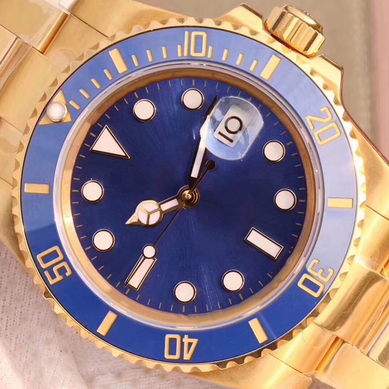 

U1 Factory ST9 Quality Watch Automatic Mechanical 40MM Full K Gold COLOR Ceramic Bezel Blue Dial Glide Lock Flod Clasp Sapphire Glass 116613 16613 Mens Wristwatches, No send watch for shipping cost