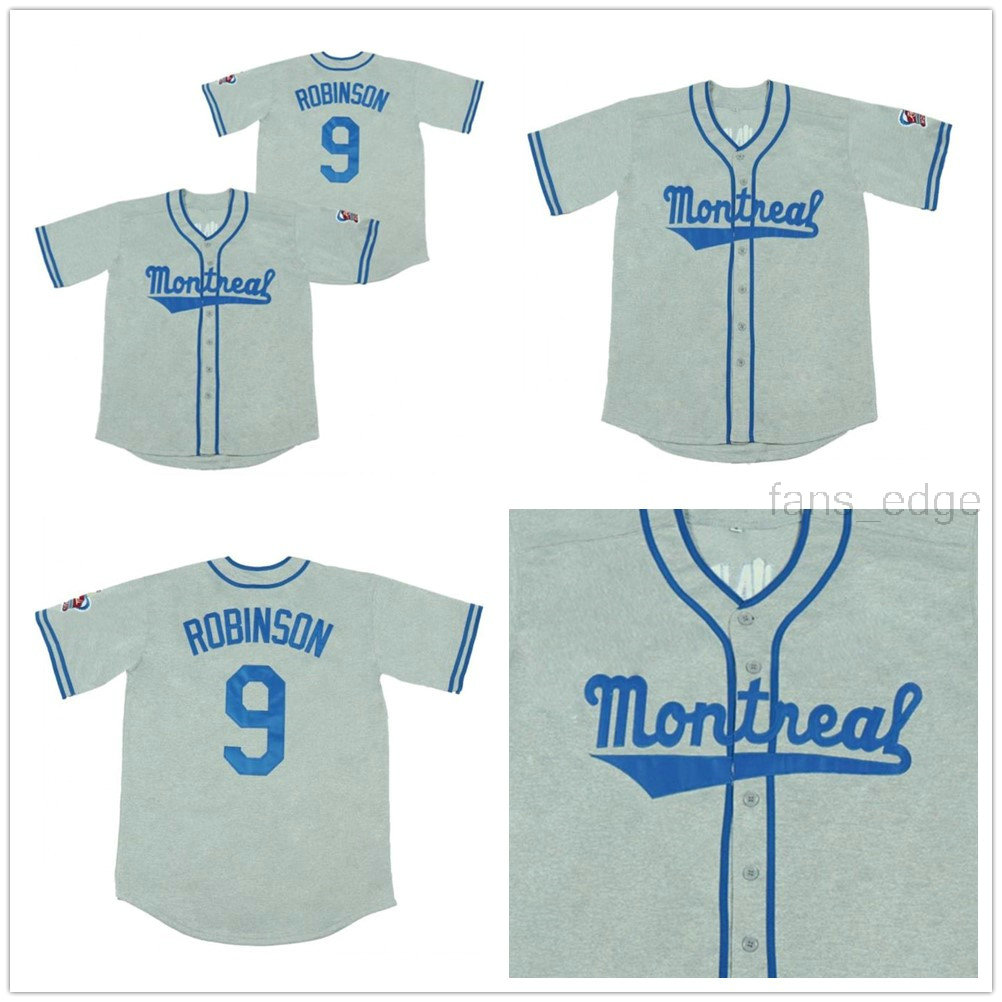 

Mens Baseball Jersey Stitched Retro 80's Montreal Jackie Robinson #9 Grey Jerseys S-3XL