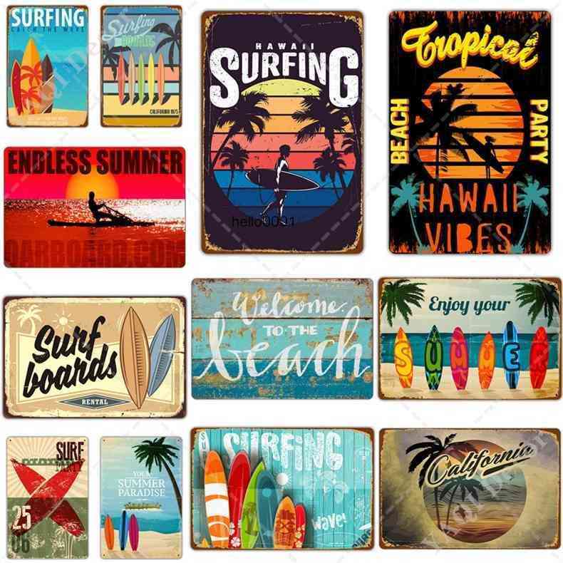 

Vintage Retro Tin Plaque Summer Wall Decor for Beach Bar House Seaside Decorative Metal Signa