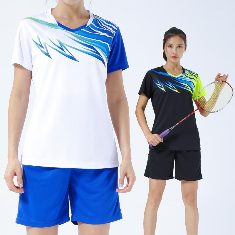 

Running Sets Clothing Suit Print Women Summer Jogging Shirts Shorts Football Gym Badminton Workout Training Sportsuits, Black;blue