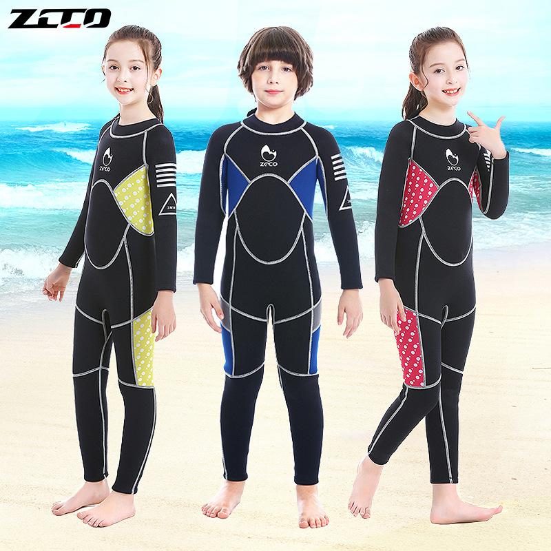 

3MM Neoprene Boys Girls Thermal Wetsuits Full-body Children Anti-UV Keep Warm Diving Suits Surf Snokeling Swimwear Suit For Kids