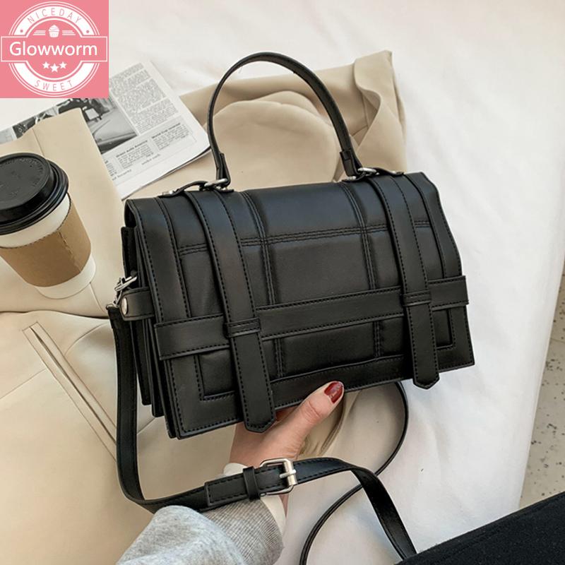 

Vintage Quilted Women Shoulder Bags Designer Handbags Luxury Pu Leather Crossbody Messenger Bag Lady Small Flap Chic Purse 2021, Black