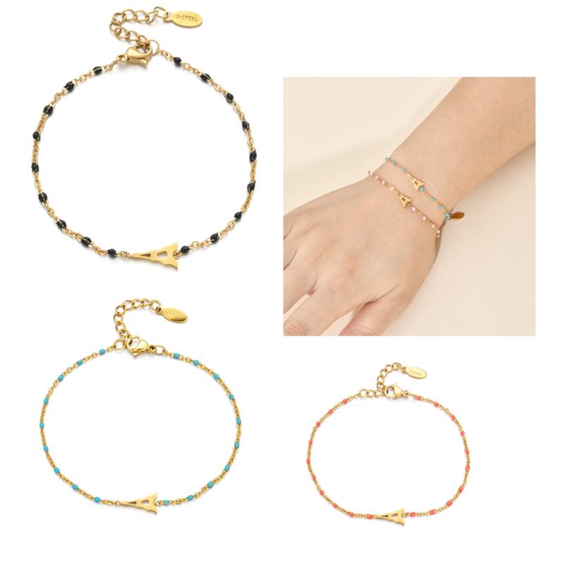 

Charm Bracelets ZMZY Stainless Steel Dainty Eiffel Tower Bracelet For Women Wholesale Jewelry Accepted Factory Sale Never Rust, Golden;silver