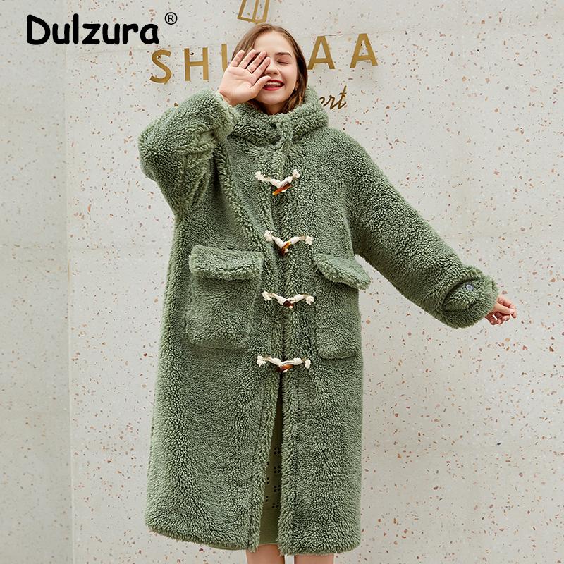

Women' Fur & Faux Young Girls Loose X-Long Lamb Jacket Coat 2021 Winter Fashion Warm Solid Overwear Casual Horn Buckle Streetwear Femme, Khaki fur coat