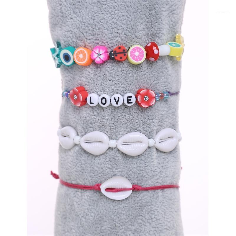 

Charm Bracelets WeSparking EMO 4pcs/Set Cute Colorful Rope Chain Beads Set With Animal Fruits 2022 Year Trend
