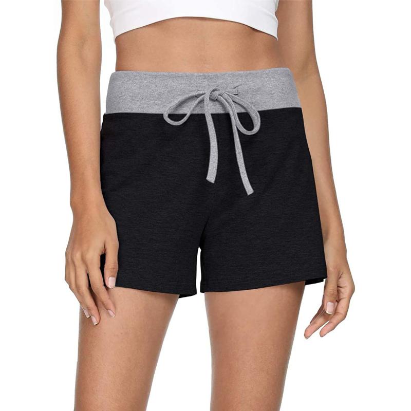 

Women' Shorts Summer Color Matching Women Elastic High Waist Loose Lady Casual Streetwear, Black