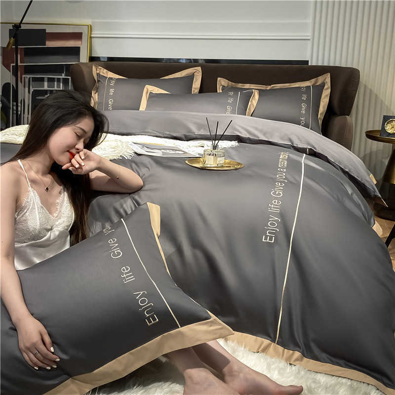 

Spring and summer season 60 thread count long staple cotton 100 Satin 4 quilt cover pure cotton bedding sheet 4-piece set