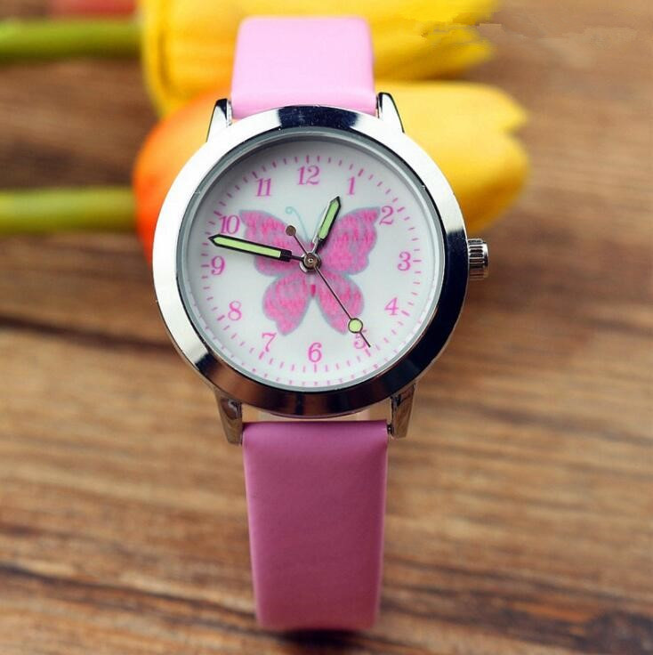 

Butterfly watches Children Girls Boys Fluorescent pointer Cute Casual Fashion Bracelet Pink women Clock WristWatch, Leave a message about color