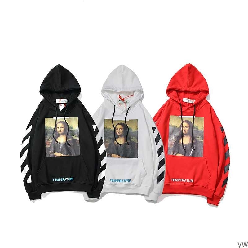 

Women's Autumn and Winter Off Mona Lisa Oil Painting Hoodie, Black
