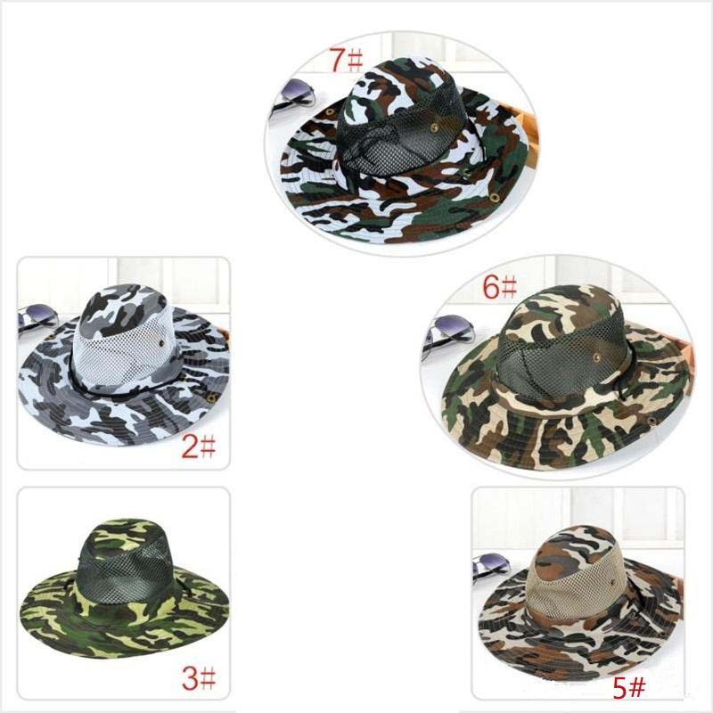 

New camouflage sun net shade military hat breathable fishing hat man outdoor wide edge fisherman hat Mo12, Multi