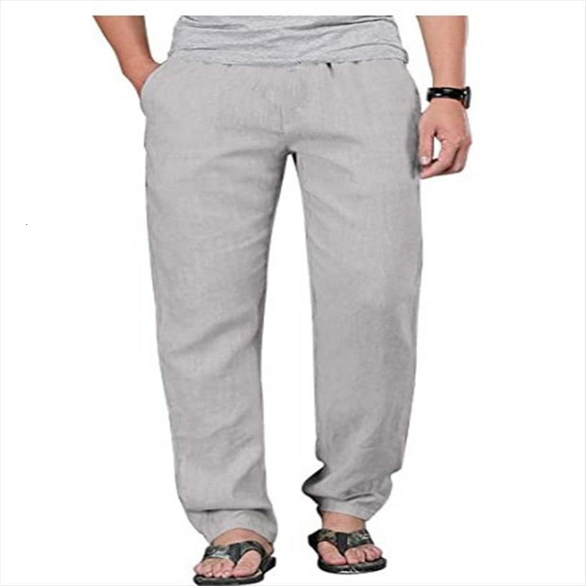 

summer cotton linen male women pant quick dry breathable solid color trousers street casual comfortable costume, Black