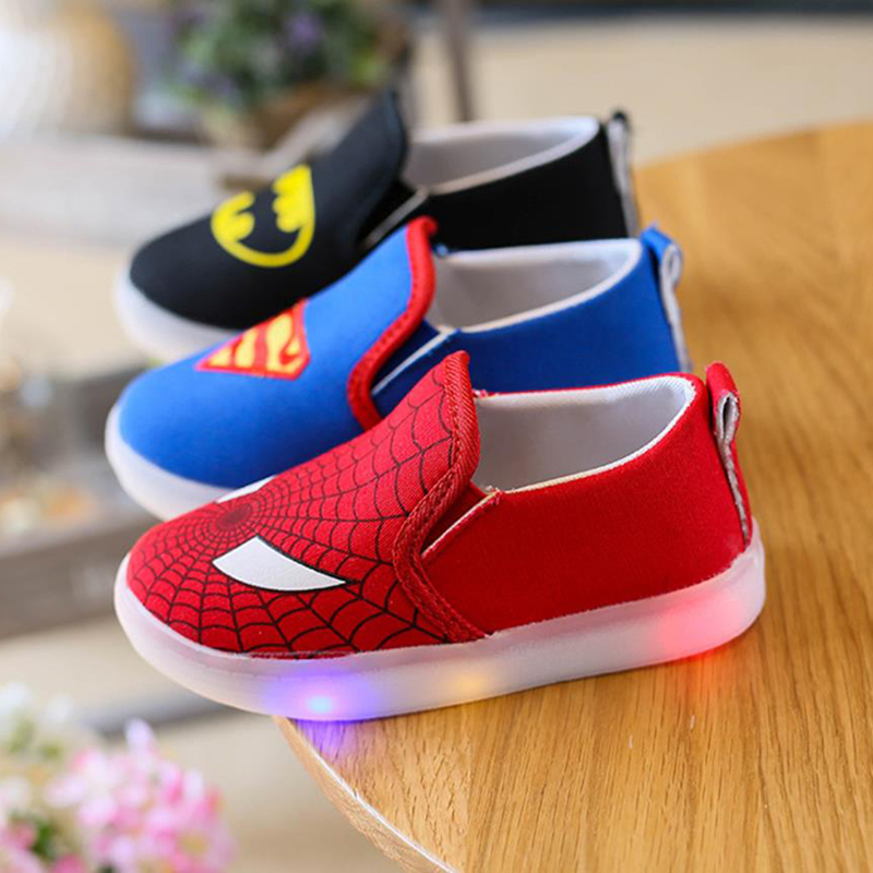 

Kids Shoes Girls Boys Shoes Cartoon Led Light Up Shoes Canvas Loafers Casual Sneakers Boys Girls, Black