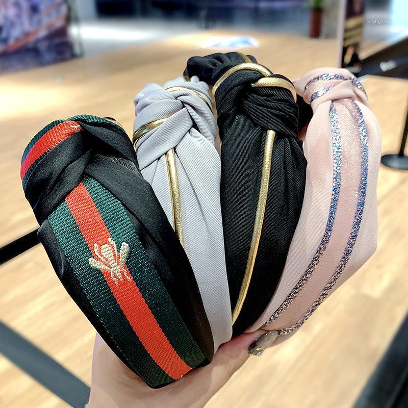 

Hair Clips & Barrettes 1PCS Women Headband Cross Top Knot Elastic Bands Soft Solid Color Girls Hairband Accessories Twisted Knotted Headwrap, Golden;silver