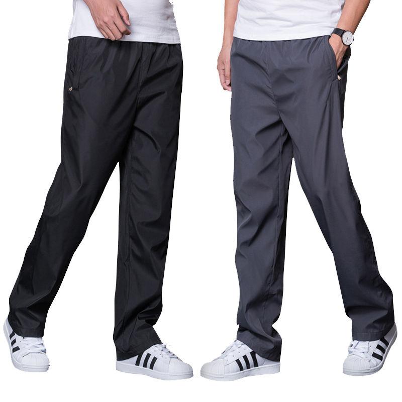 

Men's Pants Quick Drying Elastic Waist Summer Men Breathable Polyester Sport Mens Straight Sweatpants, Black