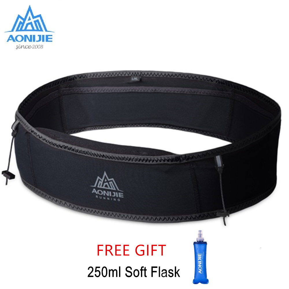 

Aonijie W938s Trail Running Waist Belt Bag Men Women Gym Sports Fitness Invisible Fanny Pack Phone Holder Marathon Race Gear, Black