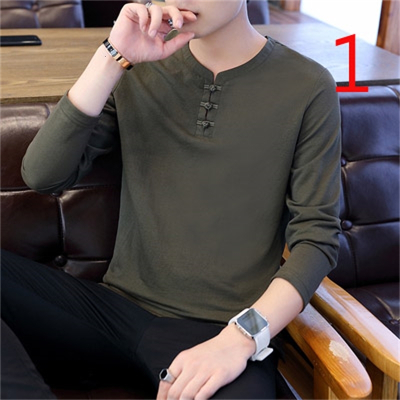 

2021 New Autumn Long-sleeved T-shirt Men's Thin Section Round Neck Korean Version of Self-cultivation 8bt7