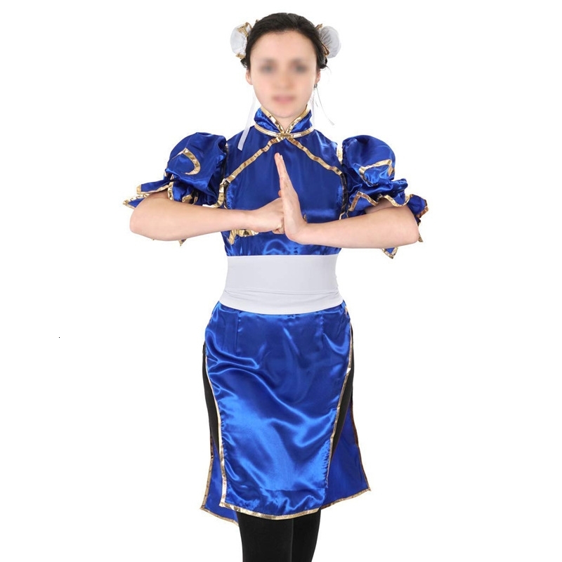

Street bully Chunli cheongsam skirt cosplay costume European Party Costume role play