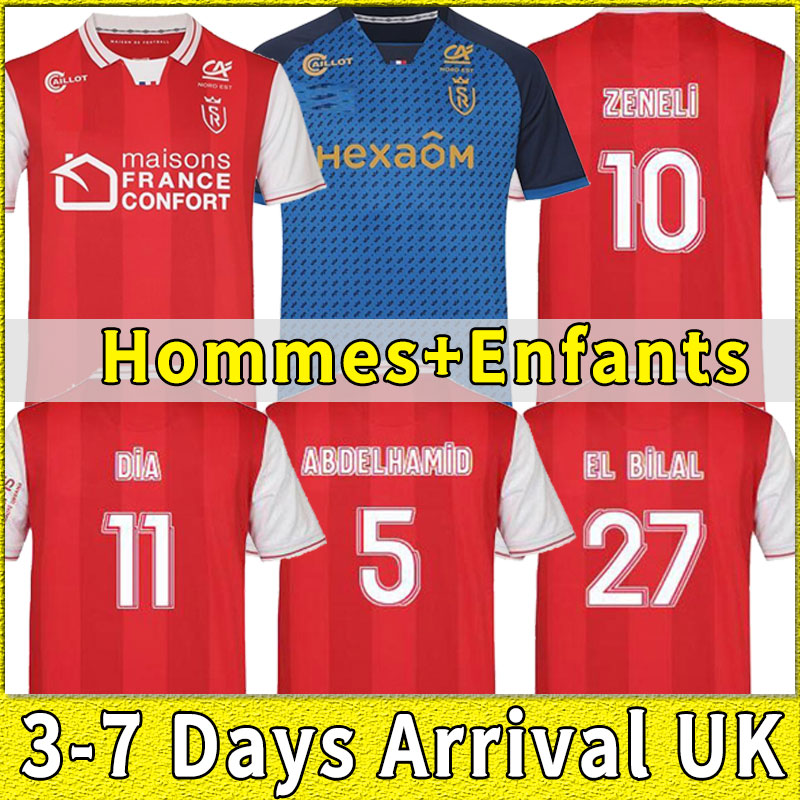 

21 22 Stade Reims soccer jerseys dia home white 2021 2022 maillot de foot EL BILAL CAFARO MBUKU ZENELI ABDELHAMID adult men kit football shirts top thailand set socks, Away