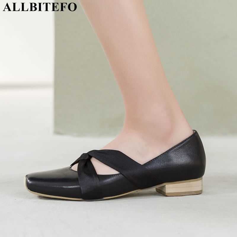 

ALLBITEFO arrive genuine leather thick heels dance women shoes brand high heels party women shoes women high heel shoes 210611, As picture