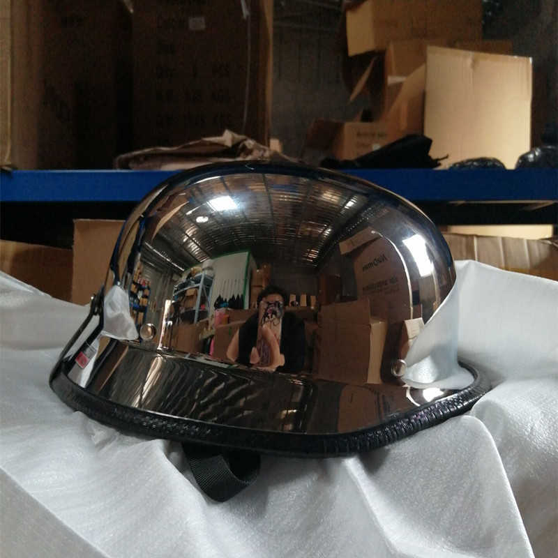 

chrome Motorcycle WWII Style Half Helmet Chopper Biker Pilot Open Face Moto Motocicleta Capacete Casco Casque Kask Retro Vintage Q0630