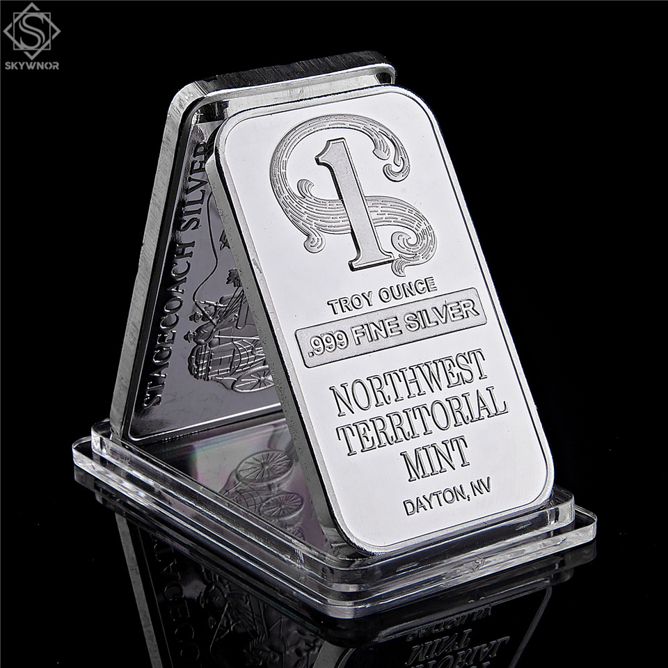 5pcs/Lot Northwest Territorial Mint Arts and Crafts Dayton NV 1 Troy Ounce .999 Fine Plated Replica Bullion Bar Sliver Coin Collection-image-720197272