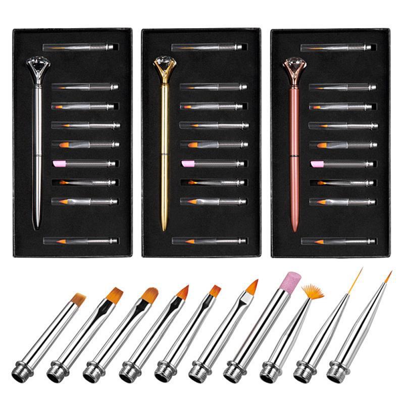 

Nail Art Kits 10 Pieces/Set Brush Rhinestone Manicure Pen Set Big Diamond Pull Line Engraved Abrasion