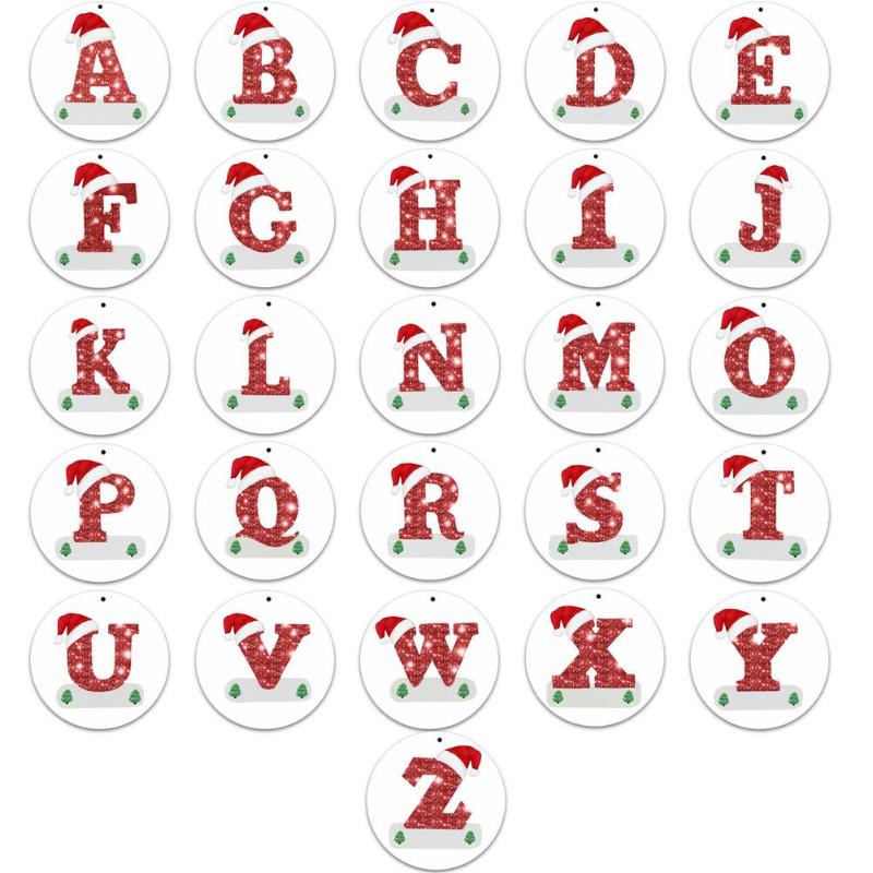 

Christmas Decorations Personalized DIY 26 Letters Tree Pendant Red Hat Letter Decoration Wish Blessing Handmade Creative 8 C