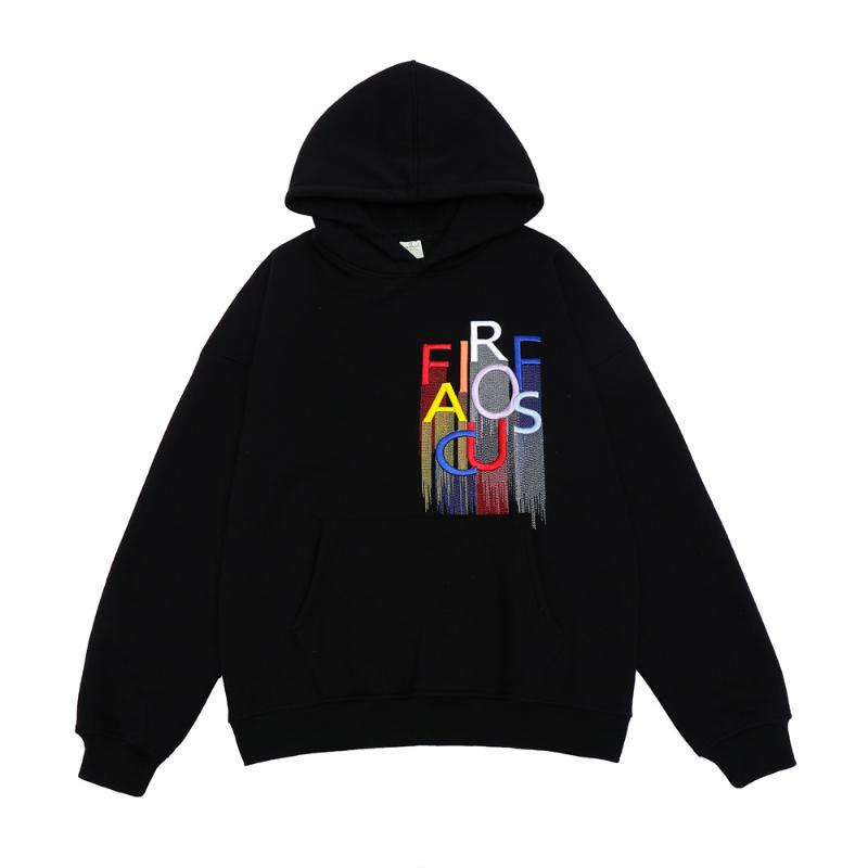 

Men's Hoodies & Sweatshirts 2021 Winter Vouge Letter Embroidery Fleece Oversized Hoodie Men Hip Hop Pullover Cotton Casual Hooded Sweatshirt, Black