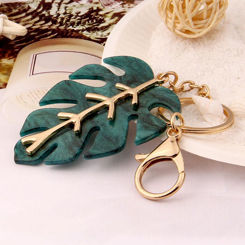 

Keychains Leaf Keychain For Women Green Leaves Pendant Keyring 2021 Fashion Plant Female Key Holder Gifts Friend Bag Jewerly Accessory