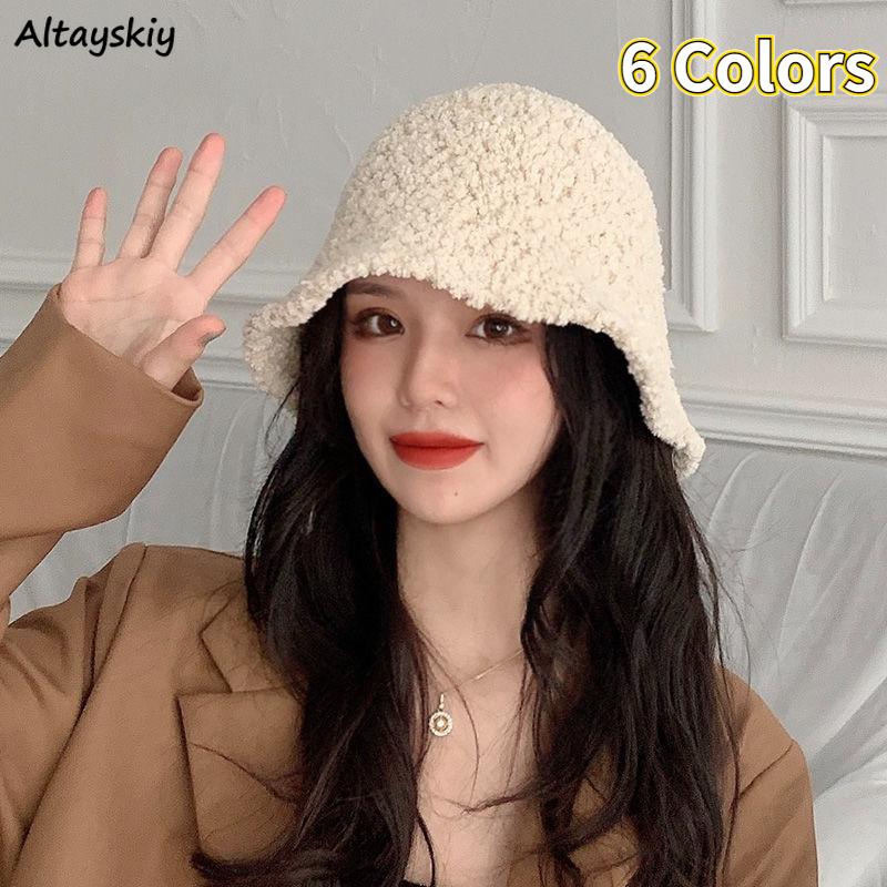 

Berets Bucket Hats Women Casual All-match Solid Fall Spring Chic Street Basic Keep Warm Teenagers Sweet Girls Knitted Harajuku Korean, Blue;gray