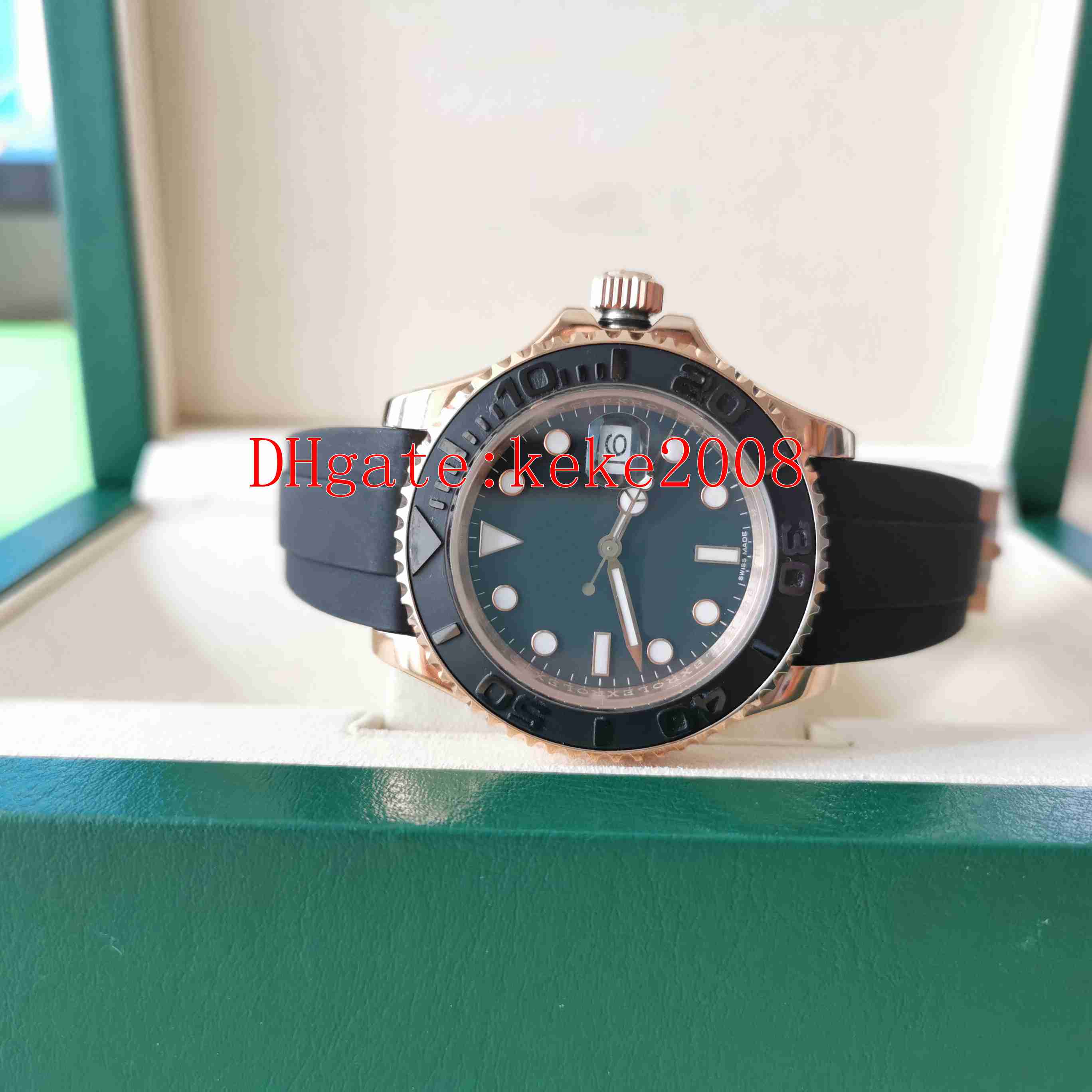 

With Box Papers Top Quality men Watches Wristwatches BP Maker 40mm 116655 Rose Gold Natural rubber strap good 2813 Movement Mechanical Automatic Mens Watch, No box papers