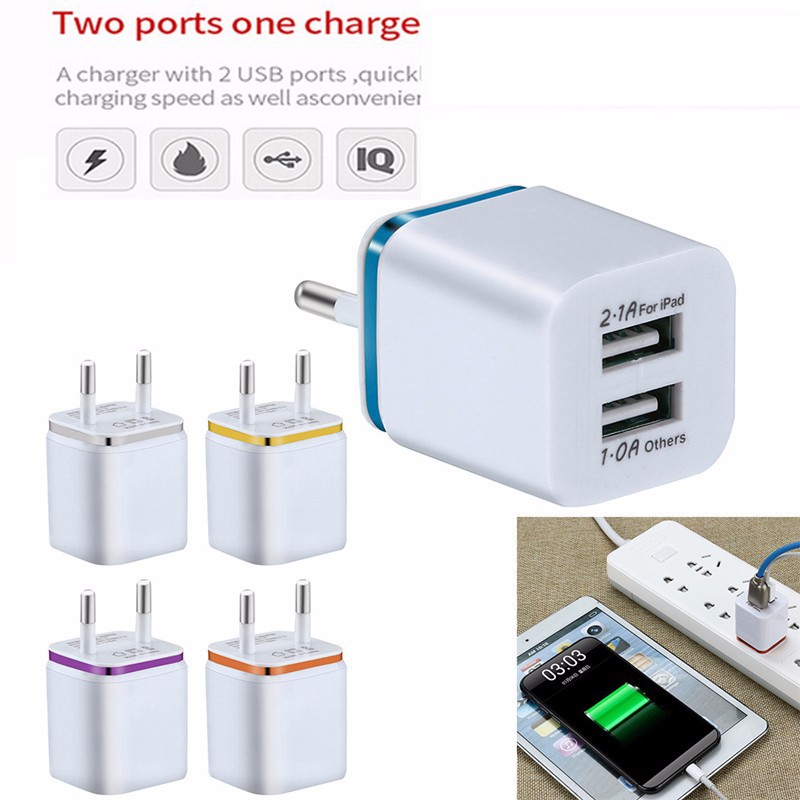 

Metal Dual USB wall Charging Charger US EU Plug 2.1A AC Power Adapter Wall Charger Plug 2 port for Iphone Samsung Galaxy Note LG Tablet Ipad
