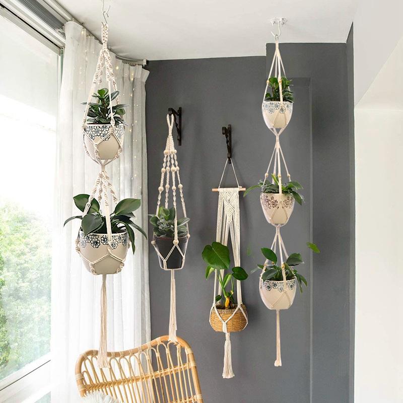 

Other Garden Supplies Handmade Macrame Plant Hanger Flower Pot Hanging Planter Basket Support For Stands Wall Hangers Balcony Decoration