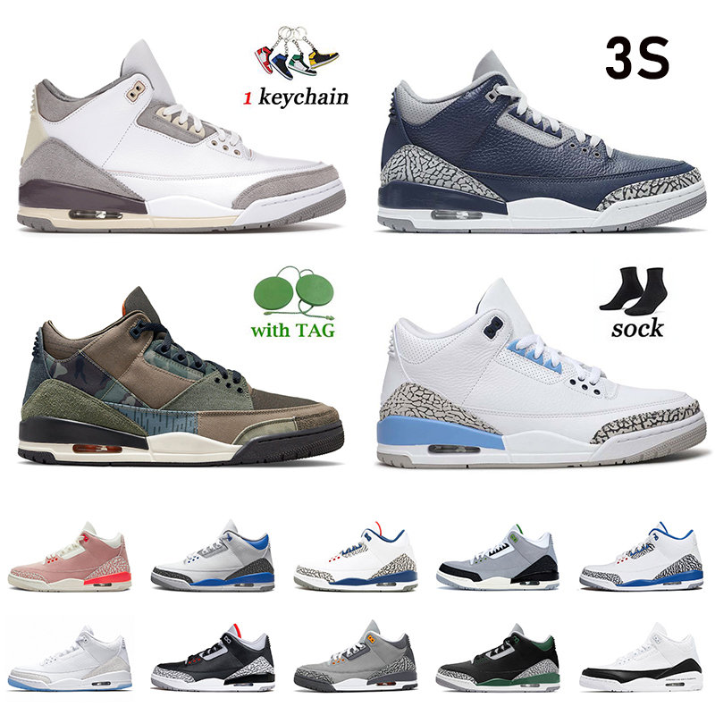 

UNC 3s Jumpman Mens Fragment Low Basketball Shoes 3 Sports Pine Green Patchwork Rust Pink Racer Blue Black White Cement Cool Grey off Women Trainers Sneakers Big US 13, D46 40-47