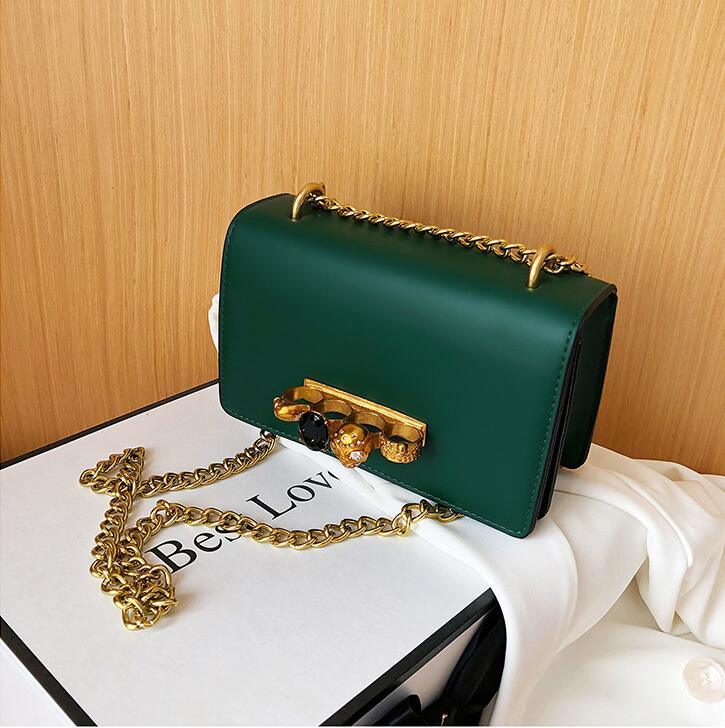 

Factory wholesale leather women fashion shoulder bags personality skeleton chain bag street trend diamond handbag Europe solid color leathers handbags