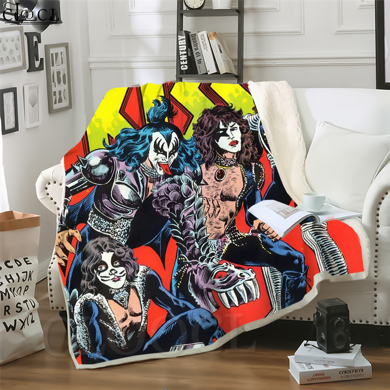 

CLOOCL Hot Pop Metal Kiss Band 3D Print Casual Style Conditioning Blanket Sofa Teens Bedding Throw Blankets Plush Quilt