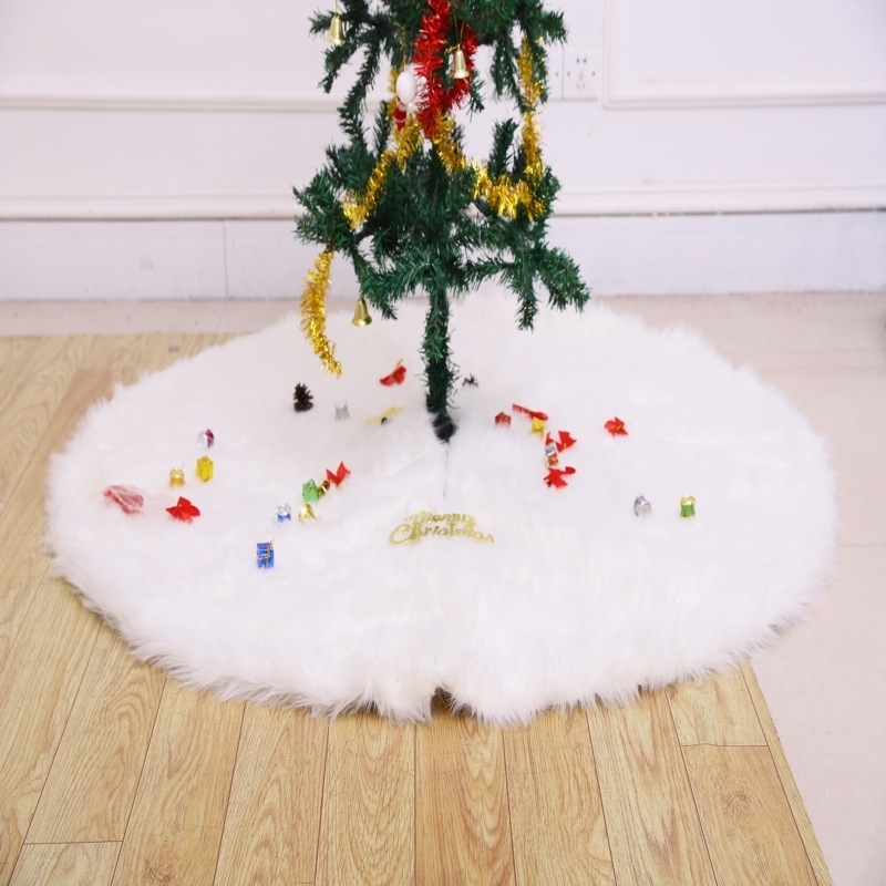 

Imitation rabbit hair skirt white plush edge Tree Skirt 78 122 152cm decorative mat Christmas tree
