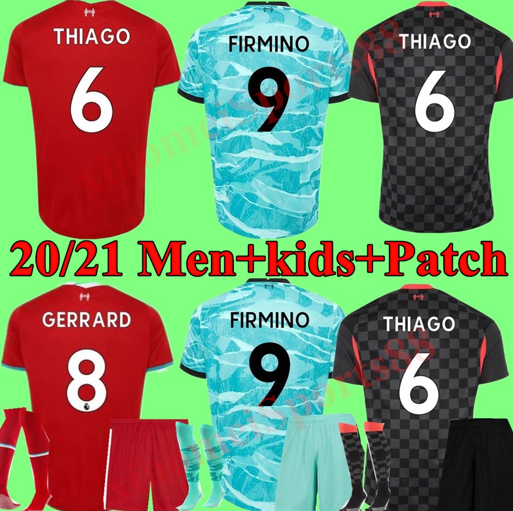 

New 2020 2021 LVP Soccer Jersey home away 3rd M.SALAH FIRMINO THIAGO VIRGIL MANE maillot Men Kids Kits youth child football Shirt, Black