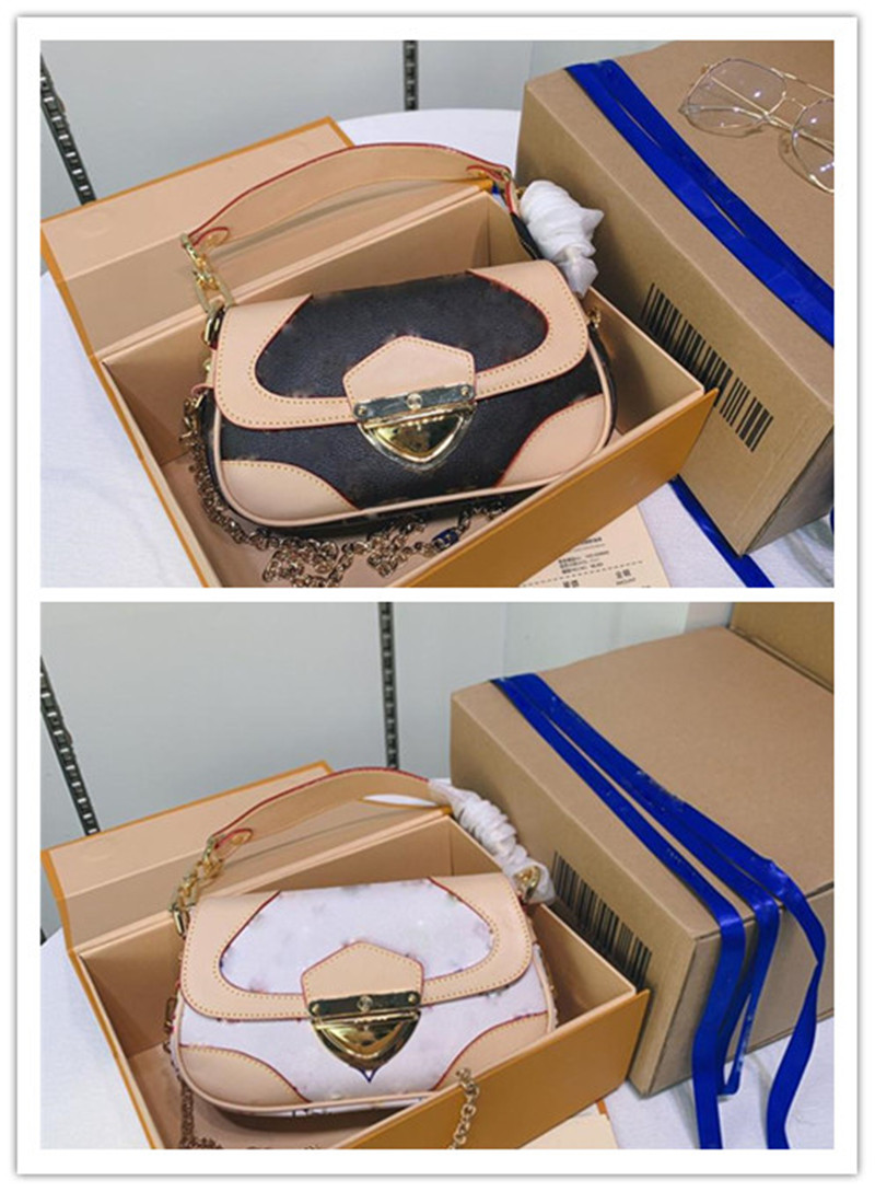 

Designer Luxury Marilyn multi Color White Brown Color Pink Gold Chain Chain Shoulder Bag Size: 15*8*25CM New
